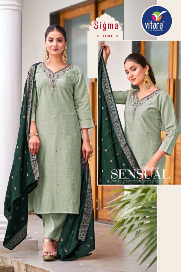 Vitara Sigma Roman Dobby Silk Kurti Bottom With Dupatta Catalog Collection - Image 6