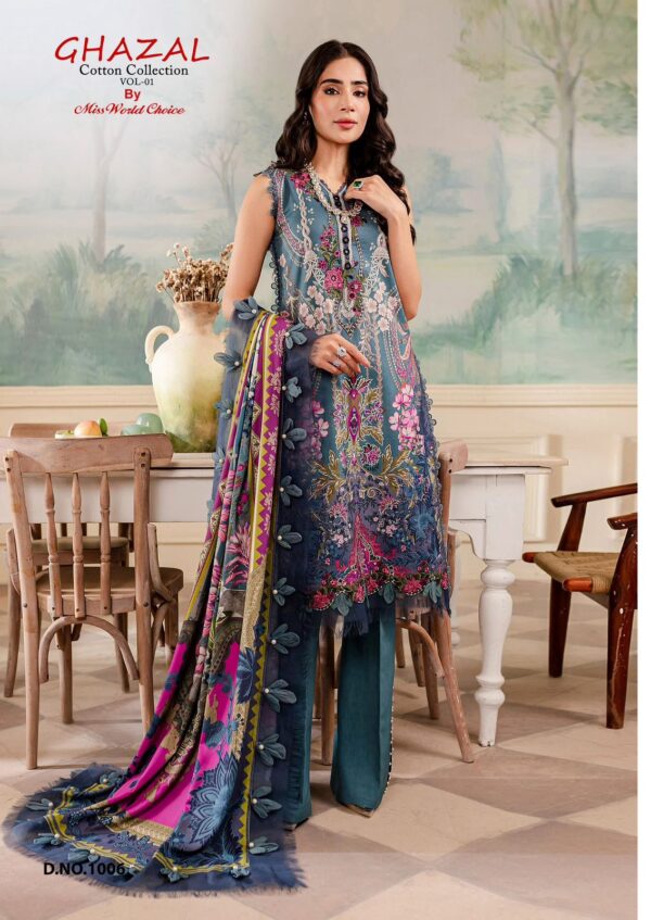 Miss World Ghazal Vol 01 Cotton Printed Fancy Dress Material Catalog Collection - Image 7