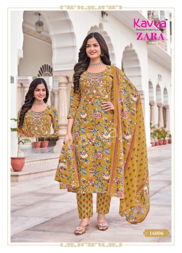 Kavya Zara Vol 16 Cambric Cotton Kurti Pant With Dupatta Catalog Wholesale Collection - Image 11
