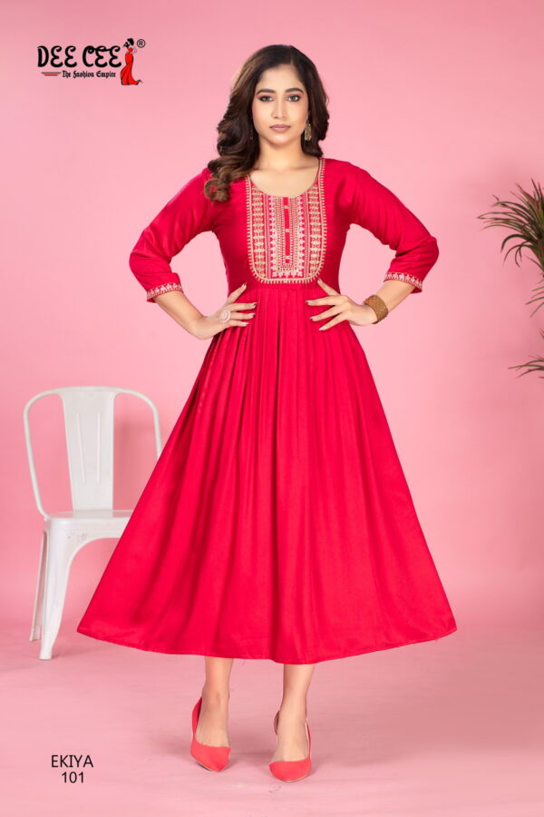 Deecee Ekiya Fancy Gaji Silk Anarkali Kurti Catalog Collection - Image 2