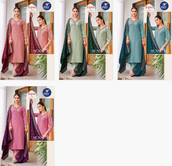 Vitara Sigma Roman Dobby Silk Kurti Bottom With Dupatta Catalog Collection - Image 3