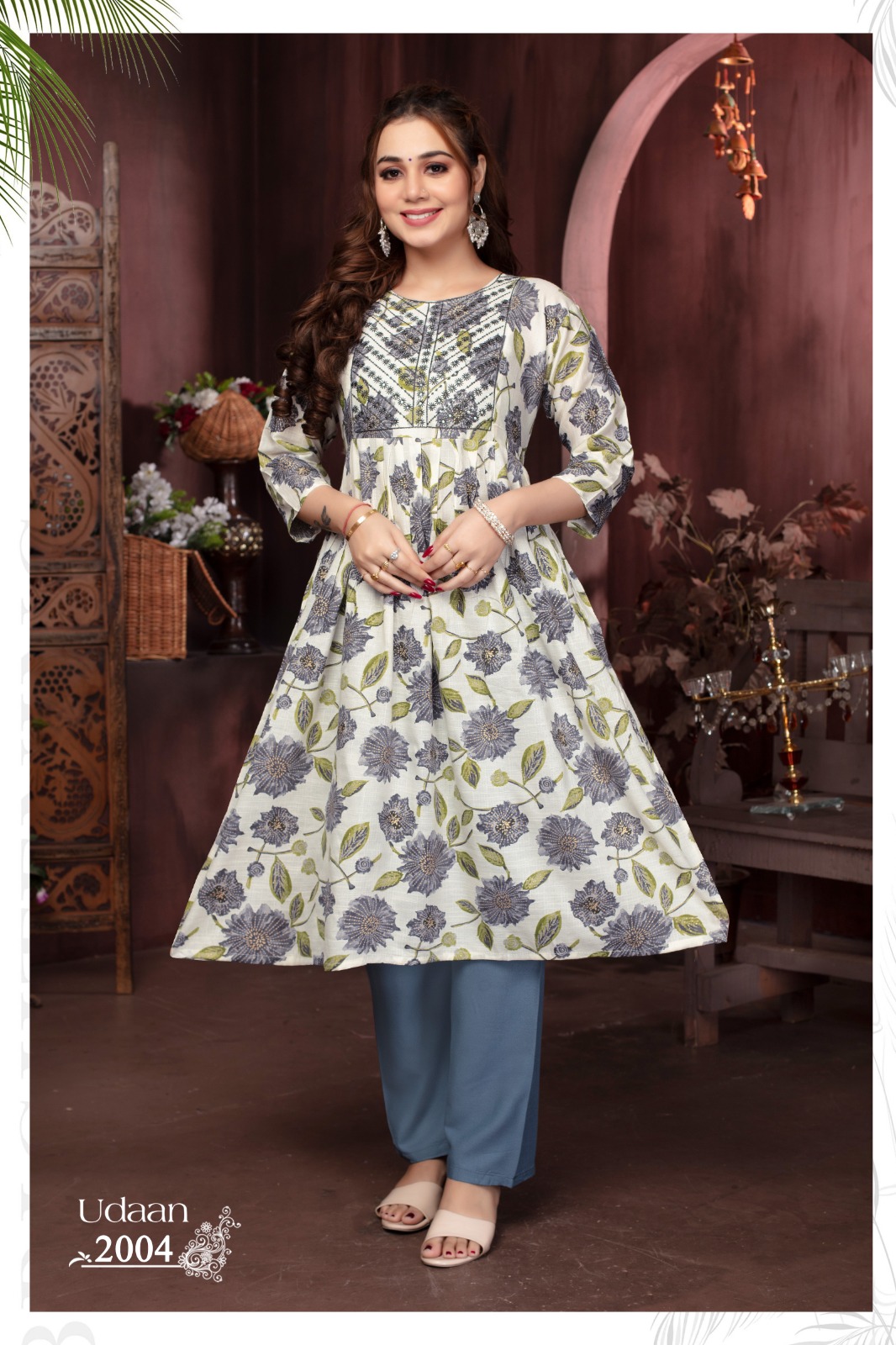 Trendy Udaan Vol 2 Rayon Printed Embroidery Anarkali Kurtis Catalog Collection Wholesale - Image 4