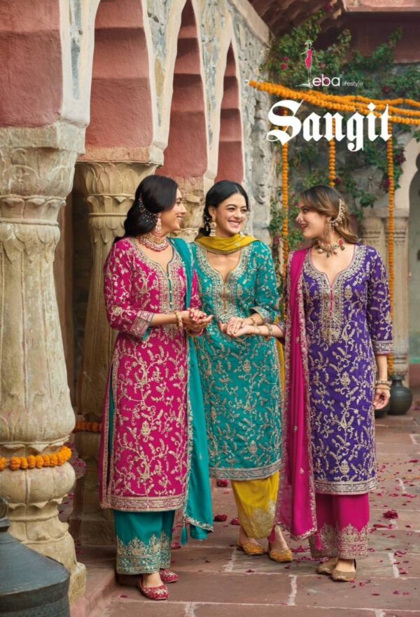 Eba Sangit Chinon Embroidered Ready Made Suits Catalog Collection Wholesale
