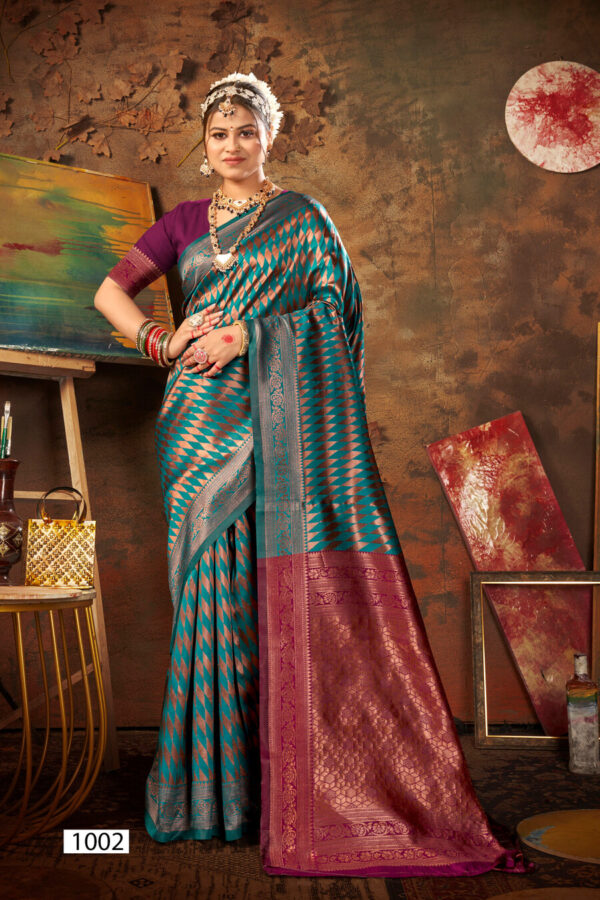 Saroj Khazana Silk Vol 4 Festive Wear Silk Saree Collection Wholesale Catalog - Image 4