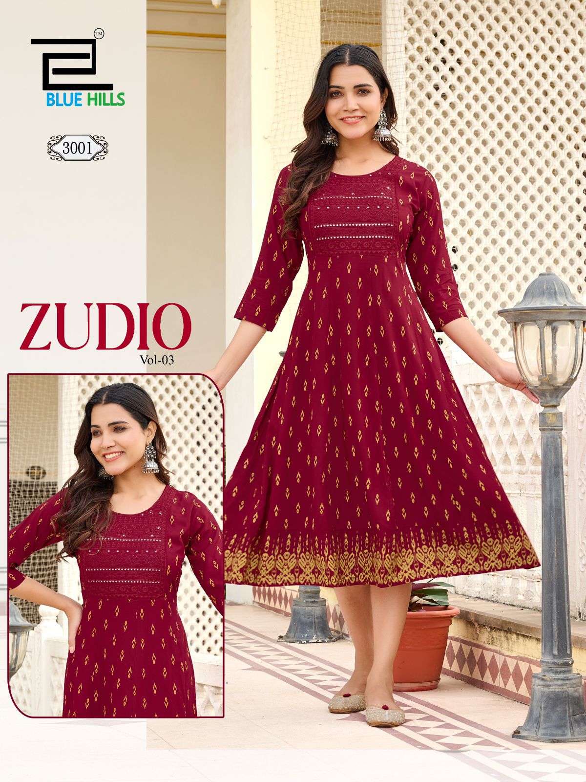 Blue Hills Zudio Vol 3 Rayon Printed Anarkali Kurti Catalog Collection Wholesale - Image 2