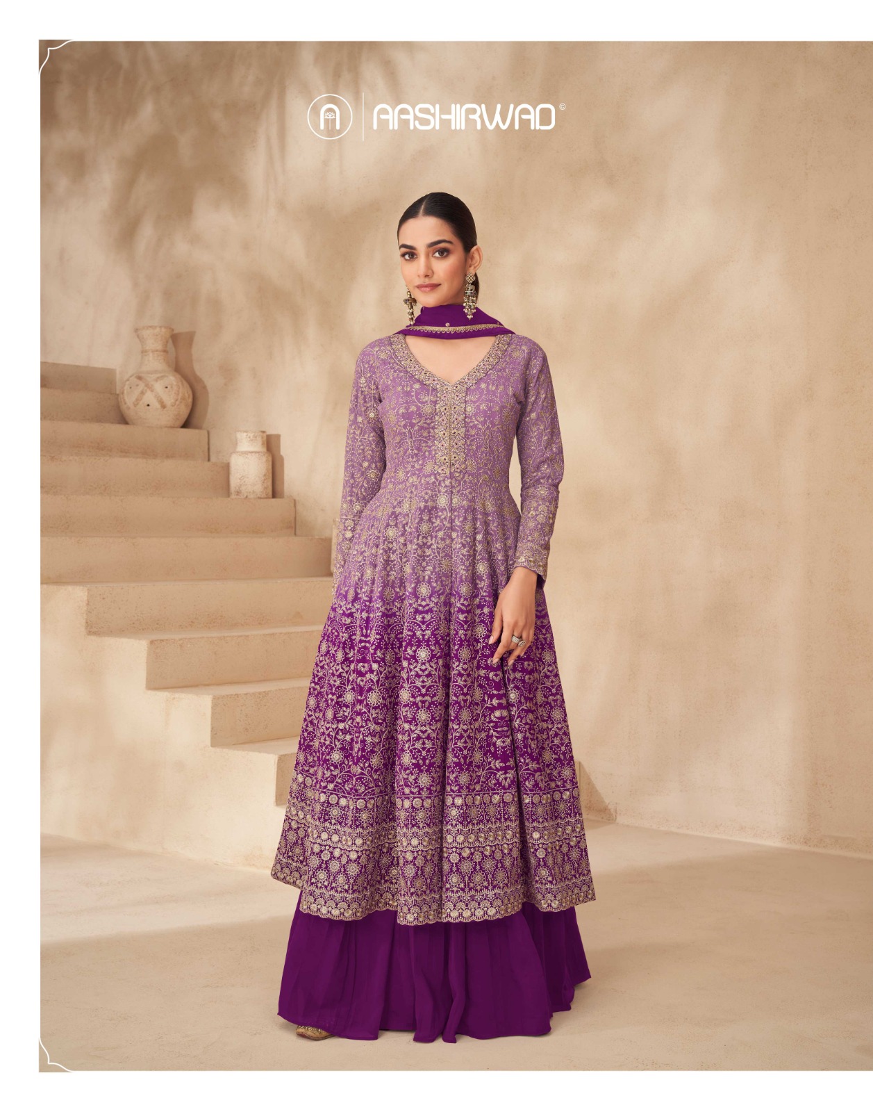 Aashirwad Gulnaaz Georgette Designer Salwar Kameez Catalog Collection Wholesale - Image 2