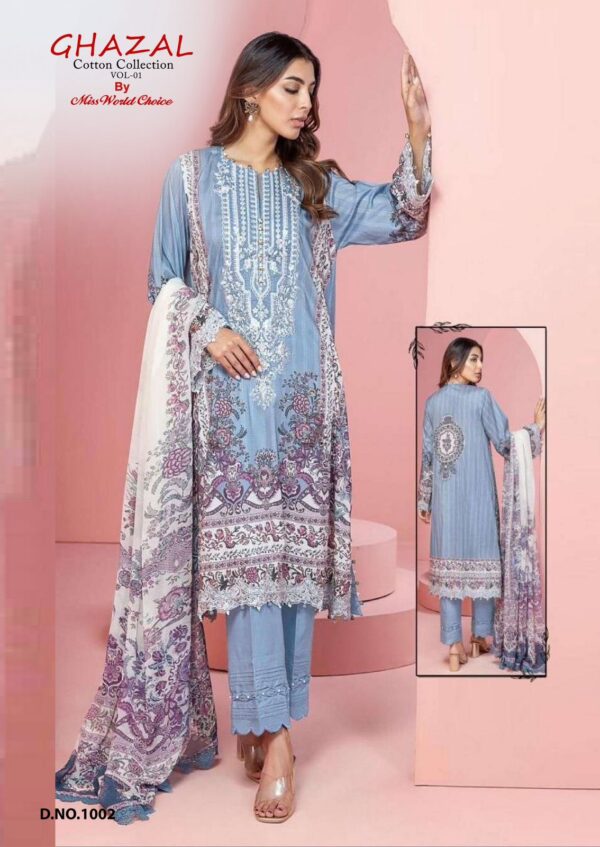 Miss World Ghazal Vol 01 Cotton Printed Fancy Dress Material Catalog Collection - Image 2