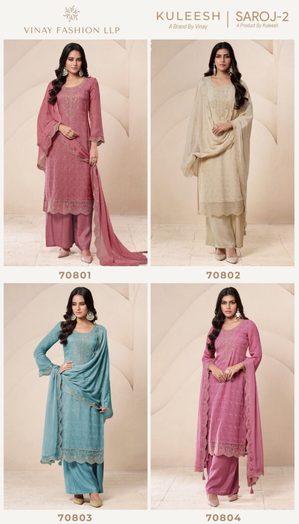 Vinay Kuleesh Saroj 2 Embroidered Salwar Kameez Catalog Collection Wholesale - Image 2