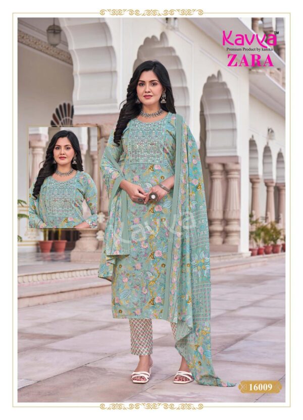 Kavya Zara Vol 16 Cambric Cotton Kurti Pant With Dupatta Catalog Wholesale Collection - Image 12