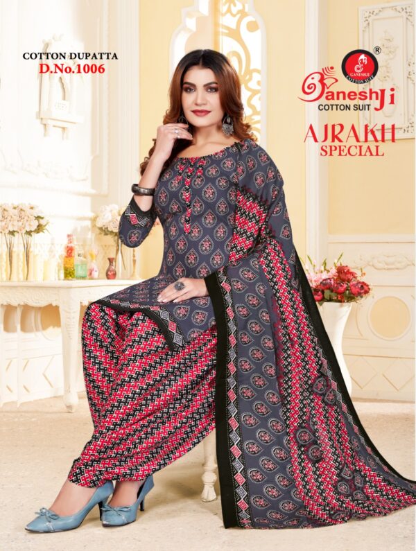 Ganeshji Ajrakh Special Vol 01 Cotton Printed Patiyala Dress Material Catalog Collection - Image 6