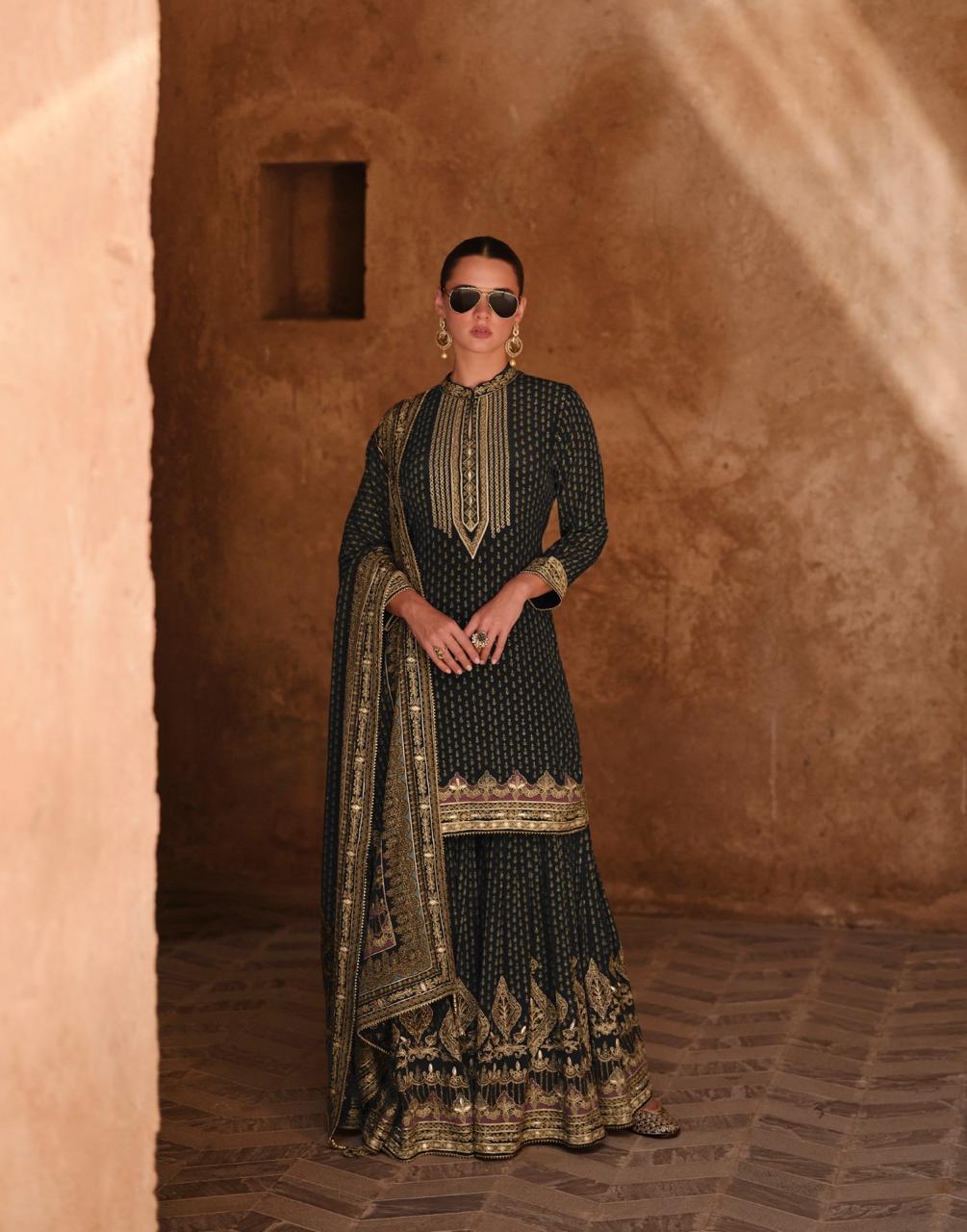 Sayuri Noorani Crepe Silk Designer Salwar Kameez Catalog Collection - Image 2