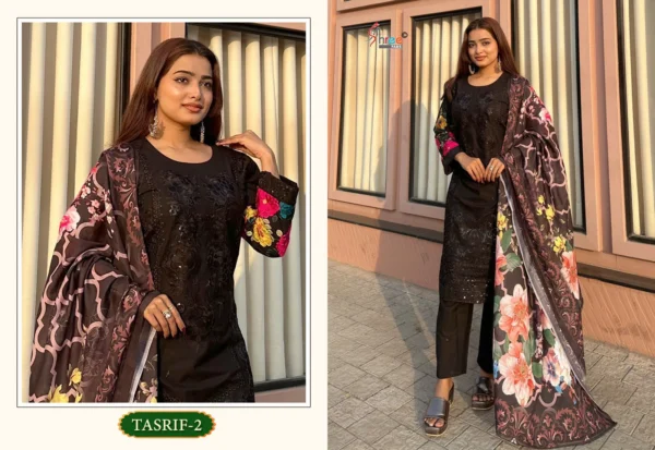 Shree Tasrif 1 And 2 Cambric Cotton Pakistani Salwar Kameez Catalog Collection Wholesale Dealer - Image 3