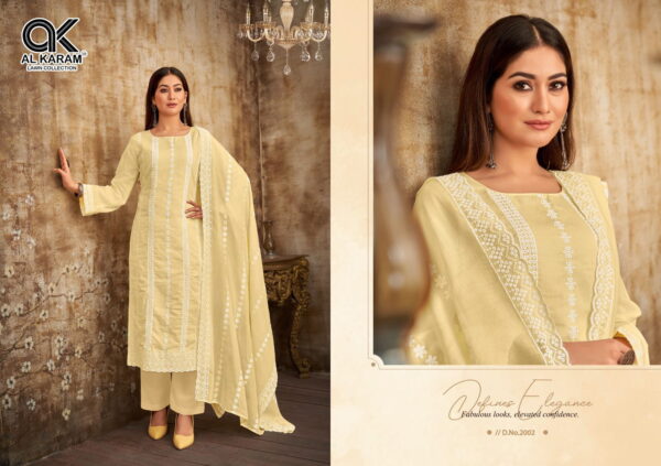 Al Karam Lahori Work Cotton Embroidered Dress Material Collection Wholesale - Image 4