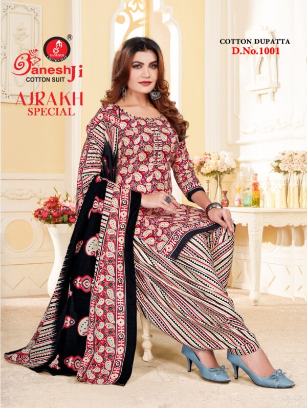 Ganeshji Ajrakh Special Vol 01 Cotton Printed Patiyala Dress Material Catalog Collection - Image 7