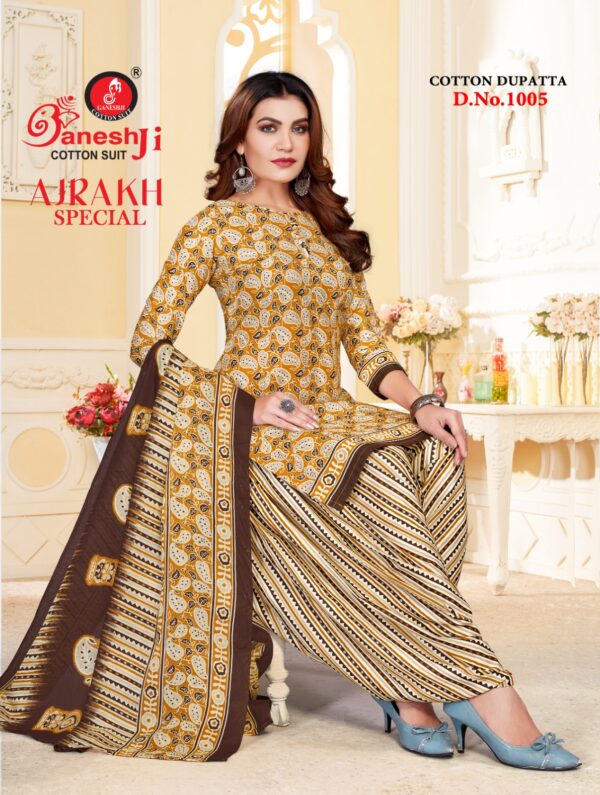 Ganeshji Ajrakh Special Vol 01 Cotton Printed Patiyala Dress Material Catalog Collection - Image 2