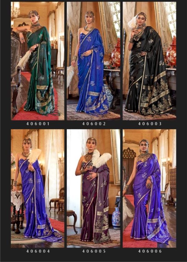 Rajtex Kanthkala Flora Satin Handloom Fancy Sarees Collection - Image 6