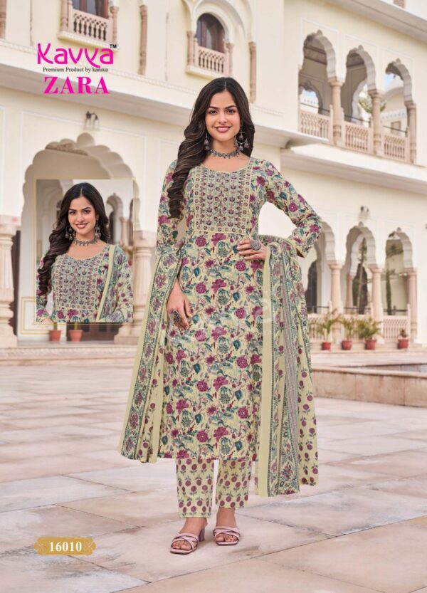 Kavya Zara Vol 16 Cambric Cotton Kurti Pant With Dupatta Catalog Wholesale Collection - Image 6