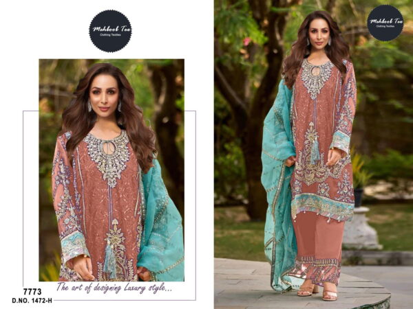 Mehboob Tex 1472 Organza Pakistani Salwar Suit Collection Catalog Wholesale - Image 4