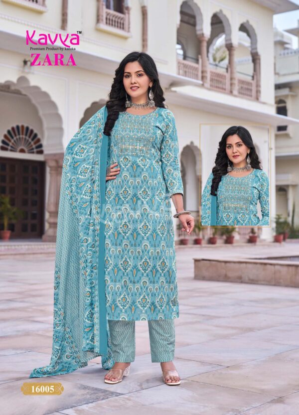 Kavya Zara Vol 16 Cambric Cotton Kurti Pant With Dupatta Catalog Wholesale Collection - Image 7