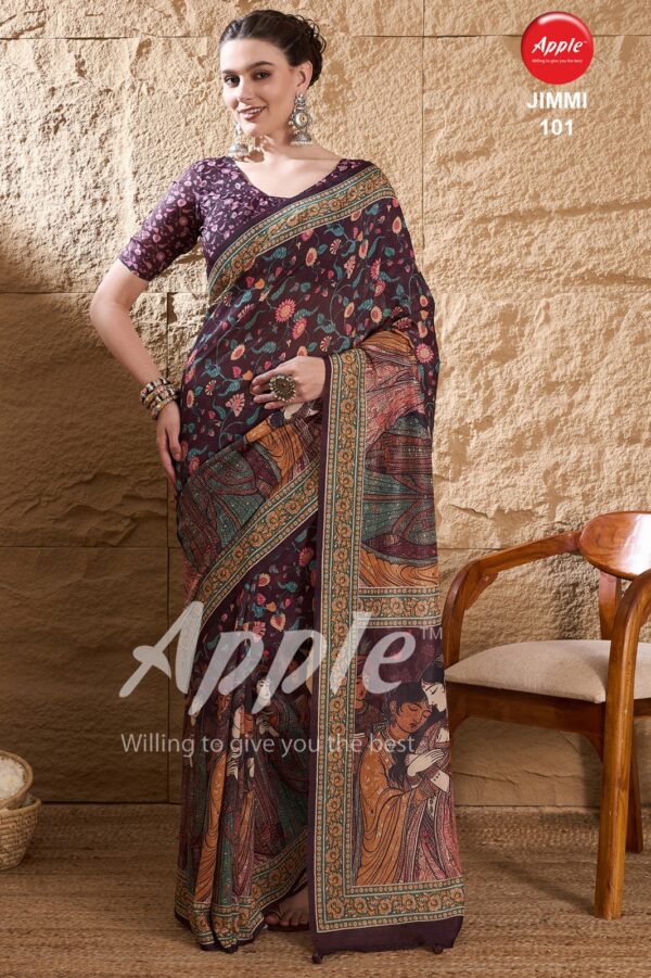 Apple Jimmy 1 Fancy Printed Silk Saree Collection Wholesale Catalog - Image 3