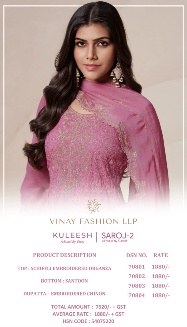 Vinay Kuleesh Saroj 2 Embroidered Salwar Kameez Catalog Collection Wholesale - Image 3