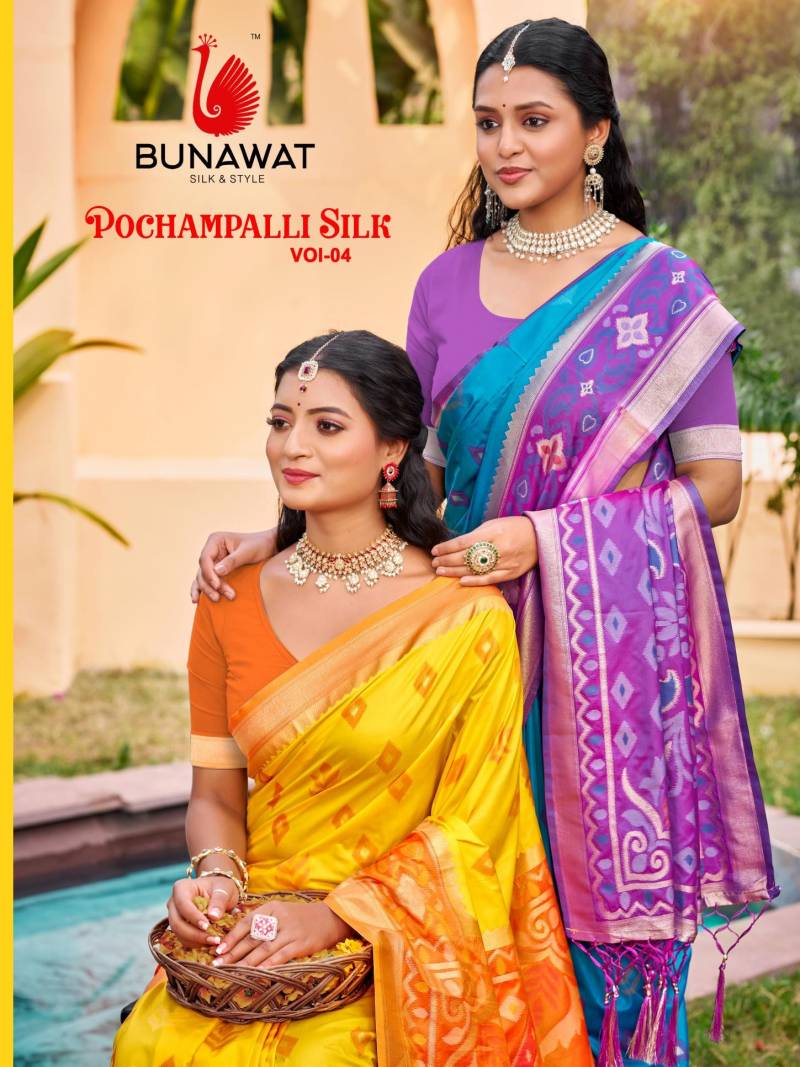 Bunawat Pochampalli Silk Vol 4 Silk Sarees Catalog Collection Wholesale
