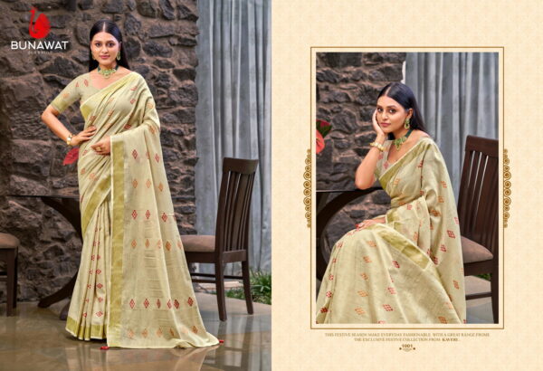 Bunawat Lilan Slub Wedding Wear Fancy Linen Saree Catalog Collection - Image 2