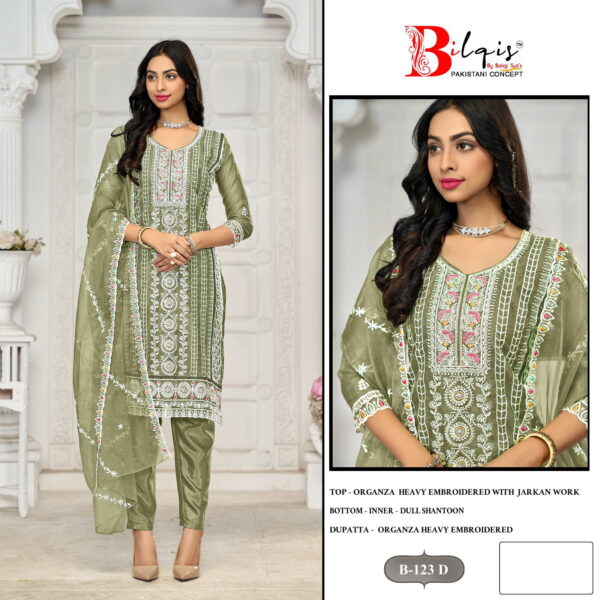 Bilqis B 123 Organza Pakistani Salwar Kameez Collection - Image 4