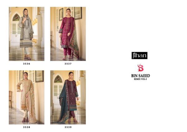 Jihan Bin Saeed Remix Vol 3 Lawn Printed Pakistani Salwar Suits - Image 3