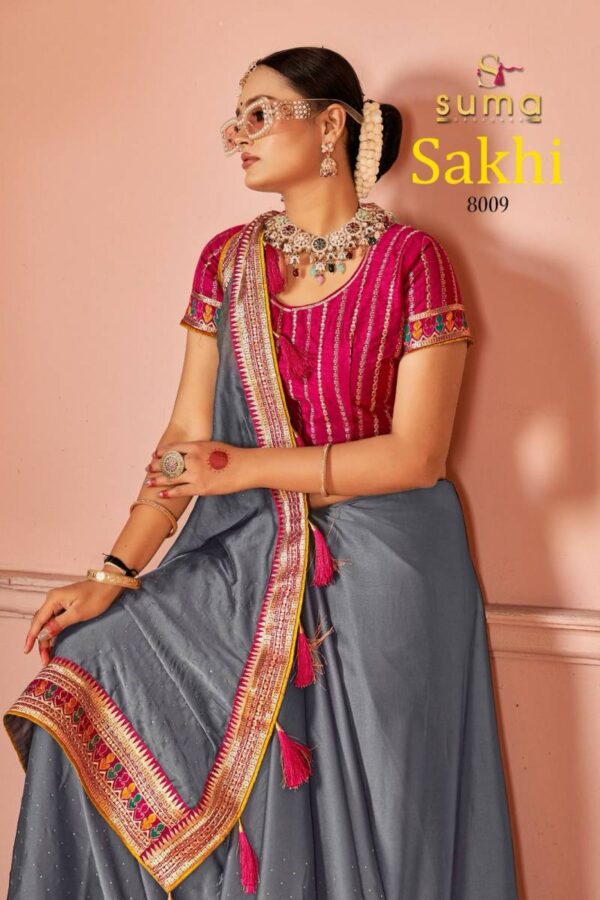 Suma Sakhi Black Rangoli Festival Wear Saree Collection