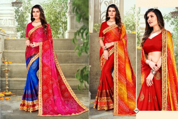 Jalnidhi Koyal Moss Chiffon Bandhani Printed Saree Collection - Image 4