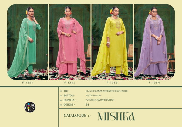 Four Dots Mishka Glass Organza With Khatli Work Dress Material - Image 6