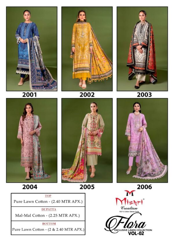 Mishri Flora 2 Lawn Cotton Printed Dress Material Catalog Wholesale Collection - Image 6