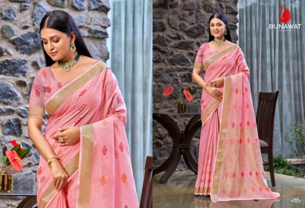 Bunawat Lilan Slub Wedding Wear Fancy Linen Saree Catalog Collection - Image 6