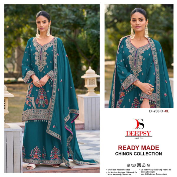 Deepsy D 706 Chinon Embroidered Ready Made Pakistani Collection - Image 2