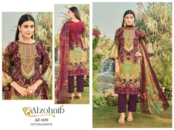 Alzohaib Az 1155 To 1157 Cotton Dupatta Pakistani Suits Collection - Image 4