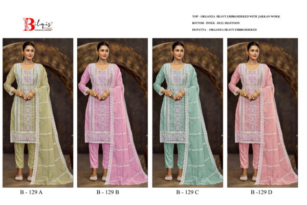 Bilqis B 129 Organza Pakistani Salwar Kameez Collection - Image 2