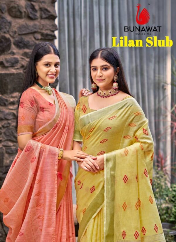 Bunawat Lilan Slub Wedding Wear Fancy Linen Saree Catalog Collection