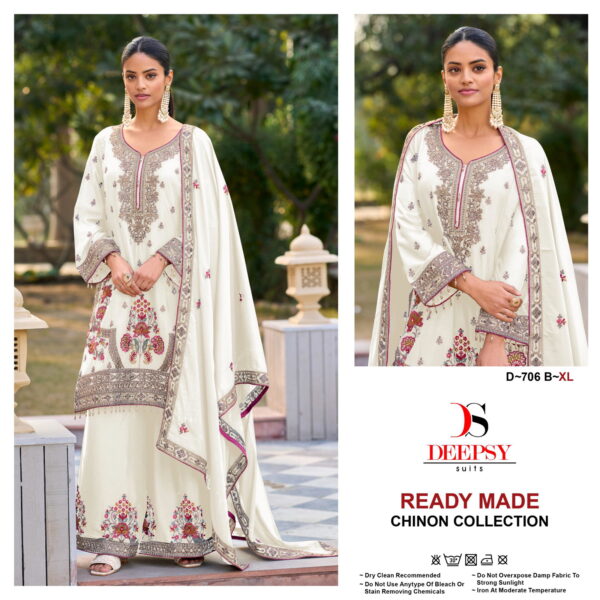 Deepsy D 706 Chinon Embroidered Ready Made Pakistani Collection - Image 3
