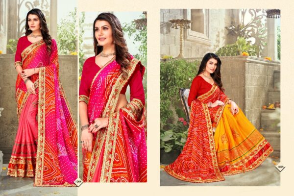 Jalnidhi Koyal Moss Chiffon Bandhani Printed Saree Collection - Image 2