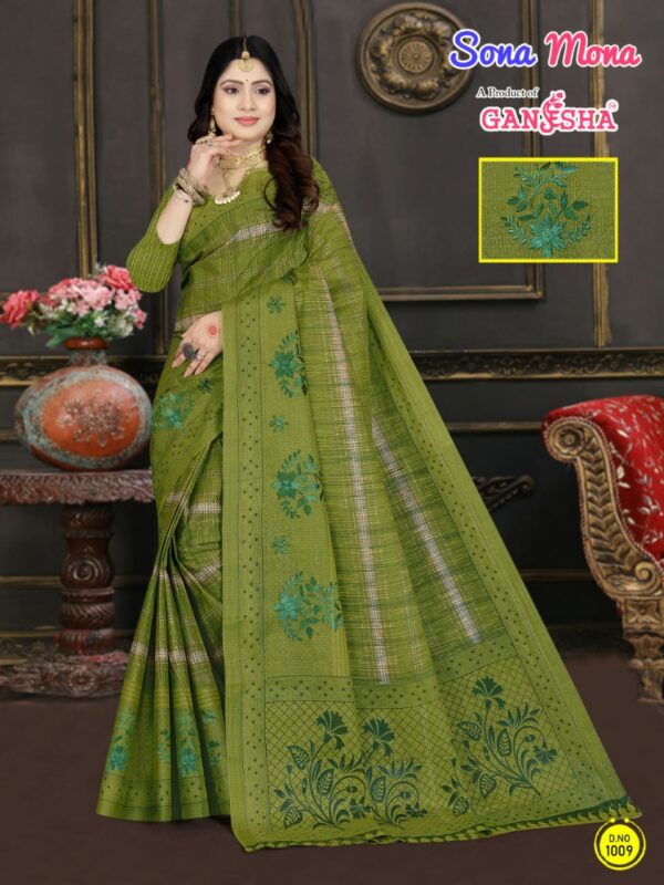 Ganesha Sona Mona Vol 1 Printed Cotton Party Wear Saree Collection - Image 6
