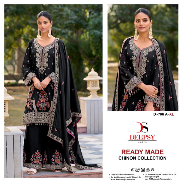 Deepsy D 706 Chinon Embroidered Ready Made Pakistani Collection - Image 4
