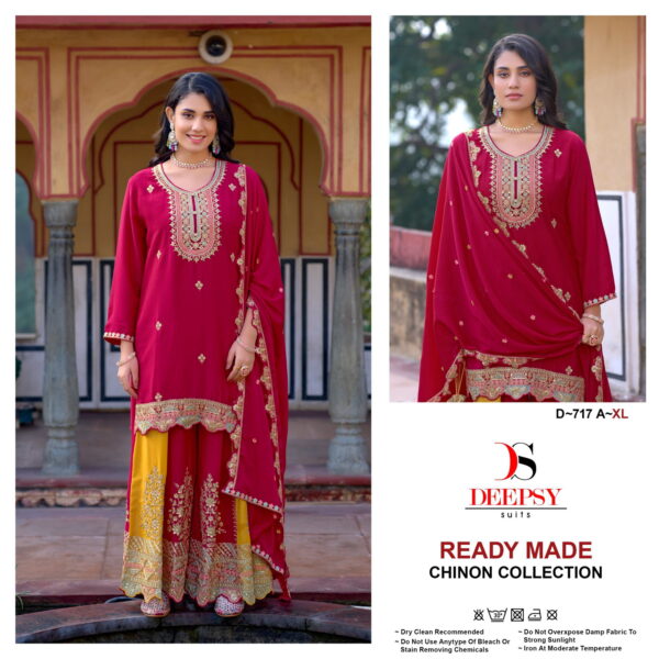 Deepsy D 717 Chinon Embroidered Ready Made Pakistani Collection - Image 4