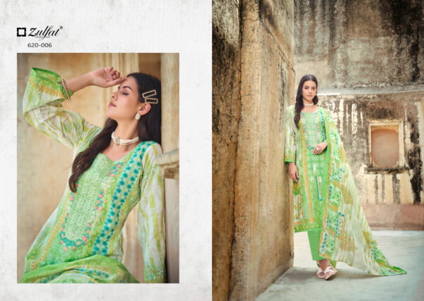 Zulfat Gulnaaz 620 Series Cotton Printed Dress Material Collection - Image 7