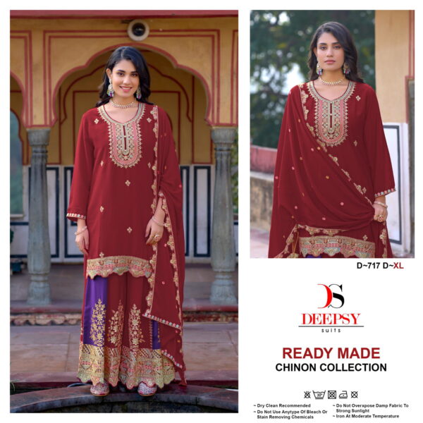 Deepsy D 717 Chinon Embroidered Ready Made Pakistani Collection - Image 5