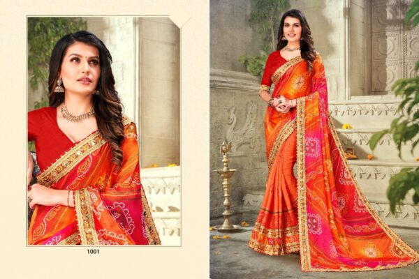 Jalnidhi Koyal Moss Chiffon Bandhani Printed Saree Collection - Image 5