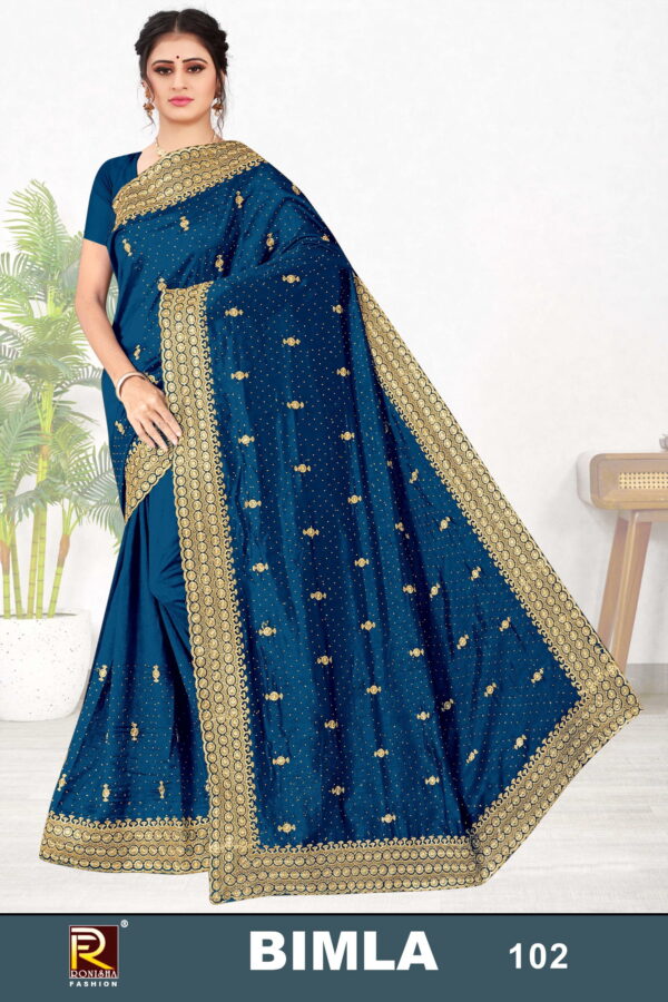Ronisha Bimla Embroidered Vichitra Silk Saree Collection - Image 5