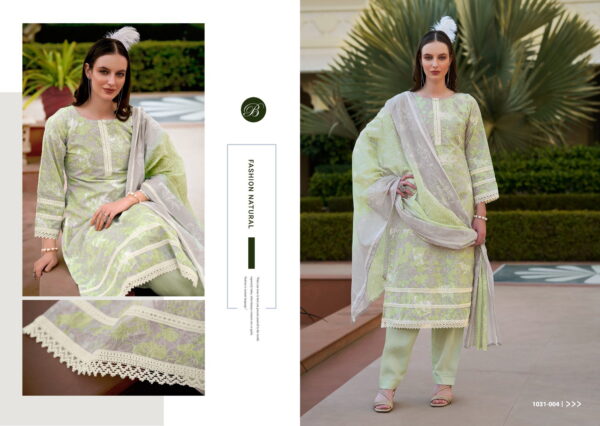 Belliza Raha Cotton Printed With Lace Work Dress Material - Image 7