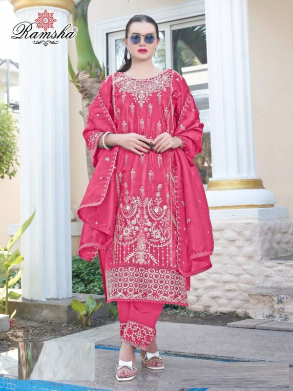 Ramsha R 1254 Nx Gold Crush Ready Made Suits Collection