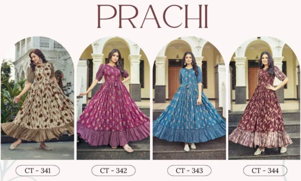 Ctz Prachi Rayon Foil Printed Flare Gown Collection - Image 2